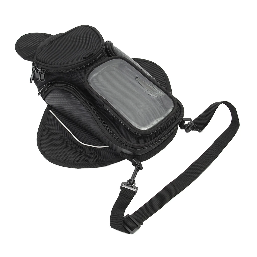 Motorcycle Tank Bag, Water Resistant with Four Magnetic Gas Oil Fuel Tank Bag Black Bigger Window for Short Trip