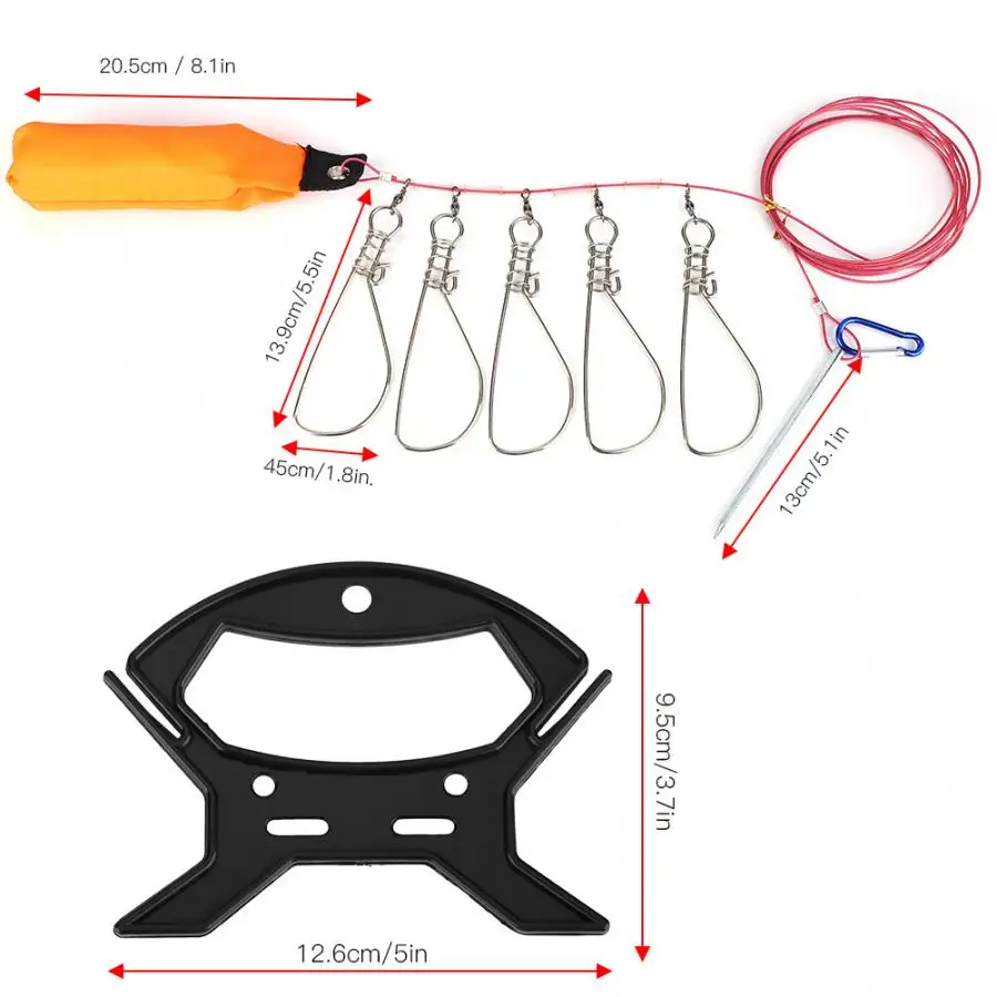 Нейлоновая нержавеющая сталь сверхмощный рыболовный ловли Стрингер с 5 защелками, веревки, поплавок, карп, рыболовные снасти