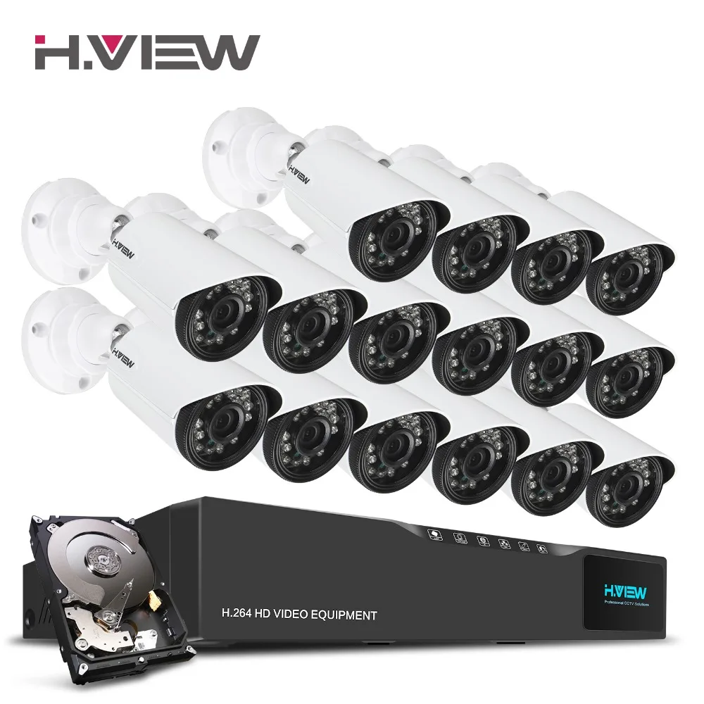 

H.VIEW 1MP Video Surveillance System 720P Security Camera 16CH DVR Kit CCTV System Support iPhone Android Remote View