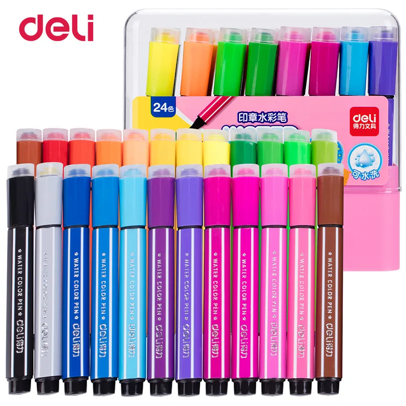 

Deli 12 Colors/Set Painting stamp water color Pens double end Watercolor Markers for Sketch Drawing artist supplies