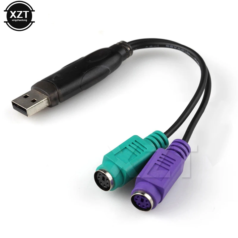 Dual PS2 PS//2 Female to USB Male Cable Adapter Cord Mouse Keyboard