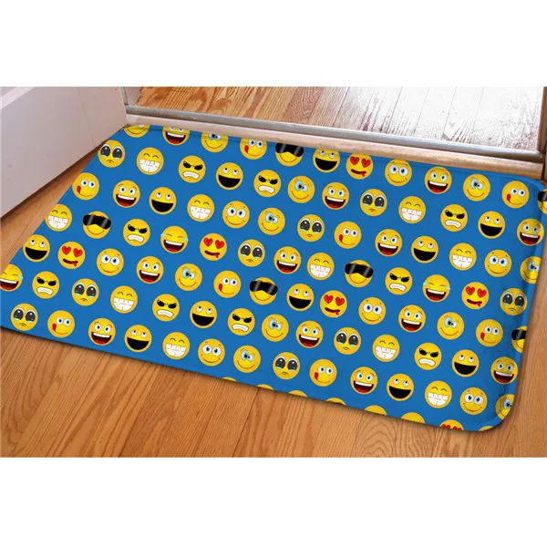 HUGSIDEA Funny Emoji Face Flannel Carpet Doormat Living Room Bathroom