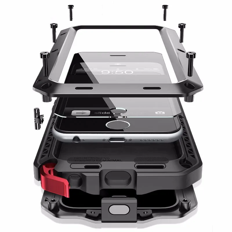 Luxury Metal Life Waterproof for iPhone 7 7plus 8 8plus iphone X Military Shockproof Dustproof Case Armor |