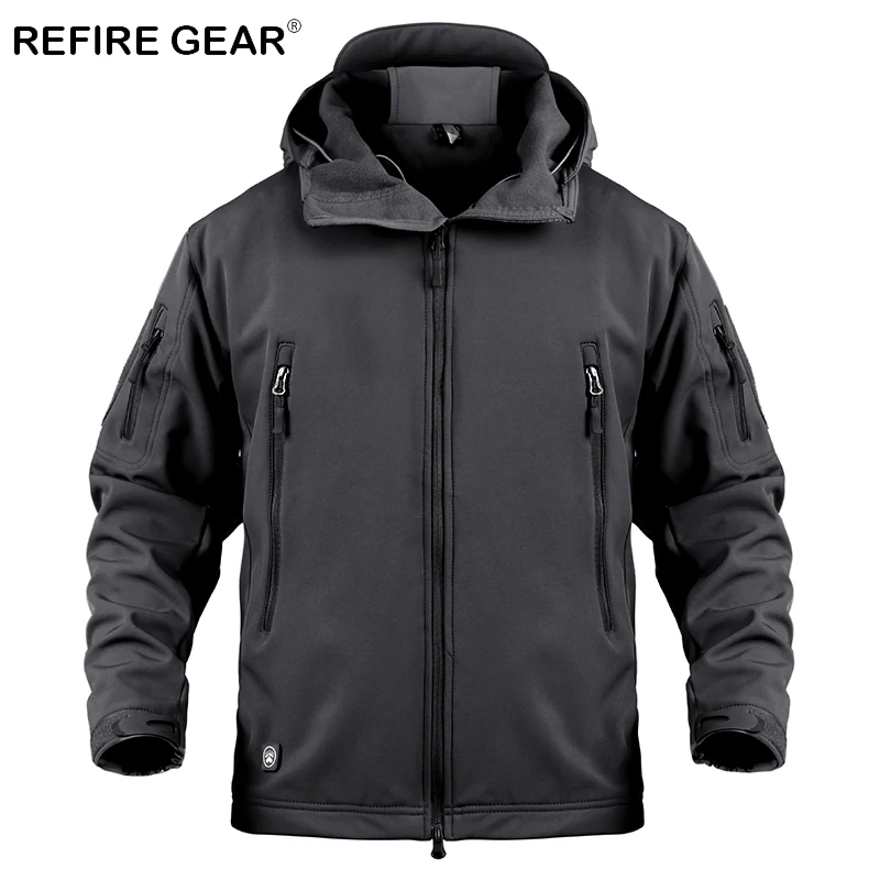 

ReFire Gear Soft Shell Military Windbreaker Jacket Men Tactical Camouflage Jacket Coat Outdoor Sport Hunting Clothes Army Jacket