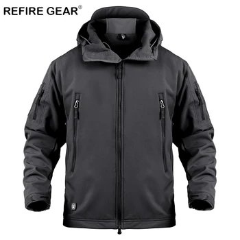 

ReFire Gear Soft Shell Military Windbreaker Jacket Men Tactical Camouflage Jacket Coat Outdoor Sport Hunting Clothes Army Jacket