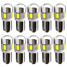 Ampoule LED Super brillante T4W BA9S 6 SMD 5630 5730 6SMD, spot lumineux blanc pour parking, lampe de lecture, plaque d'immatriculation, DC 12V 10X, 10 pièces