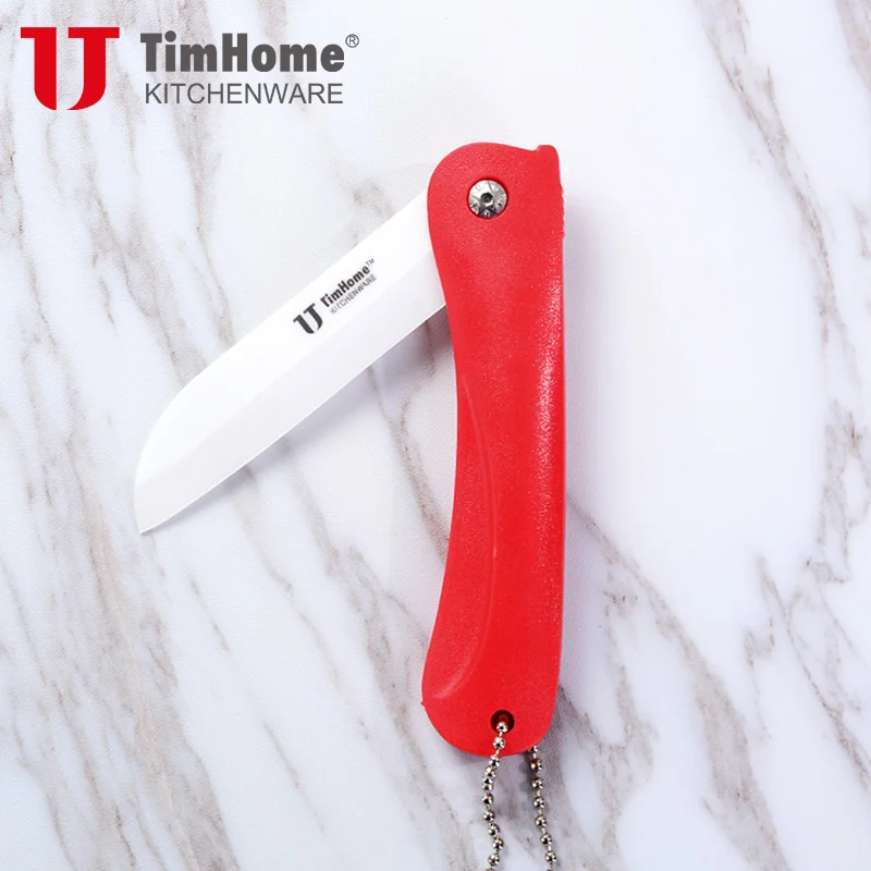 Timhome 3," дюймовый кемпинг складной Керамика Ножи складной Ножи для путешествий - Цвет: Red