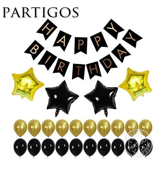 

1 set Happy Birthday Banner 1.5g Pearl Latex Balloons Star Balons Baby Shower Birthday Party Decorations Helium Globos Supplies