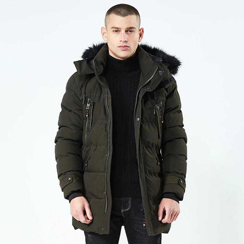 NIGRITY зимняя мужская куртка модная мужская парка со стоячим воротником мужская однотонная плотная куртка и длинное пальто мужские парки