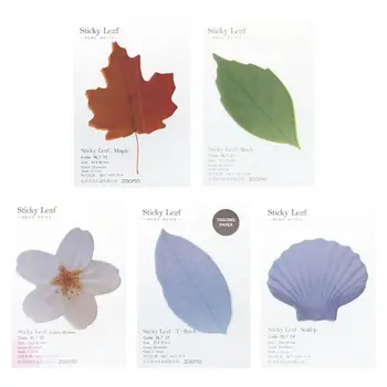 

5pcs Plant Leaf Flower Maple Leaves Memo Pad Sticky Notes Bookmark Marker Notepad Kawaii Stickers Message Note Pad