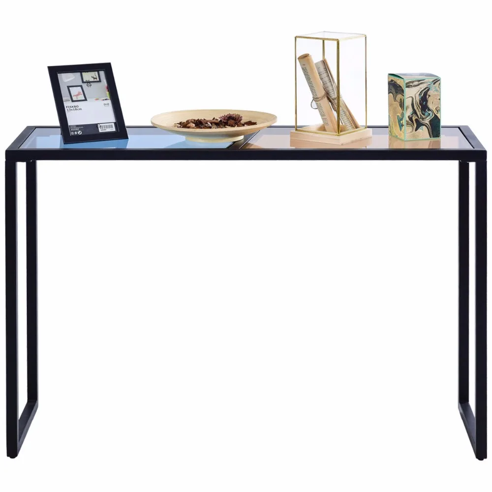 Giantex Console Table Tempered Glass Top Metal Frame Hallway Entryway Home Furniture New Living Room Furniture HW57284 Giantex Console Table Tempered Glass Top Metal Frame Hallway Entryway Home Furniture New Living Room Furniture HW57284