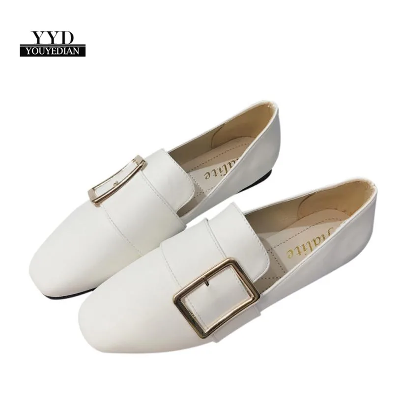 YOUYEDIAN (Ship from RU)Women Single Shoes Solid Color Square Buckle ...