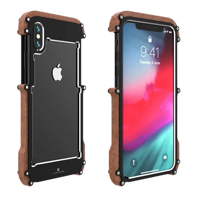 For iPhone 5 5s SE Wood Bumper Case Strong Hybrid Tough Shockproof Armor Phone Back Case for iPhone Xr 6S Plus 8 7 Xs MAX Cover - Цвет: Black