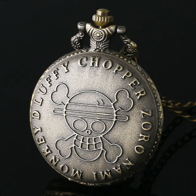 Hot One Piece Pocket Watch Bronze Skull Symbol Luffy Script Slim Necklace Japan Hot One Piece Pocket Watch Bronze Skull Symbol Luffy Script Slim Necklace Japan