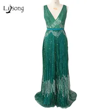 Esmeralda Vestidos de Noche Con Lentejuelas de Gama Alta de Las Mujeres vestido Formal vestido de festa de Noche Moderna Maxi Longitud Del Piso Del Vestido Maxi Vestidos