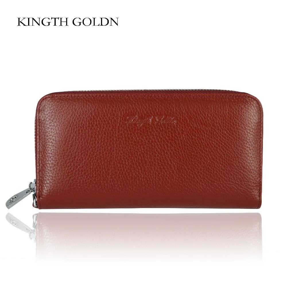 

KINGTH GOLDN Long Wallet Women Genuine Leather Fashion Zipper High Quality Purse Money Bag Female Clutch Wallets Card Holder