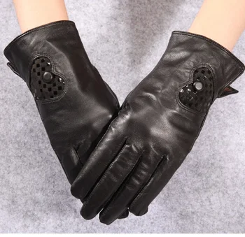 

A20 New Fashion genuine leather gloves lady high quality sheep leather with velvet Glove Women winter warm cycling gloves