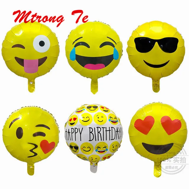 

12pcs/lot 18inch Round Emoji Foil Balloons expression Helium Balloon 45*45cm Happy Birthday Party Decoration Supplies Kids Gift