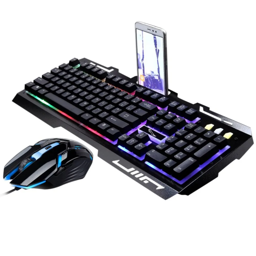 

G700 Game Luminous Wired USB Mouse Adjustable DPI With Keyboard Rainbow Backlight LED Lights Mechanical Keyboard Gaming Mouse