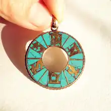 TBP109 Тибетские мантры амулет круг Подвески ОМ МАНИ PAD ME HUM