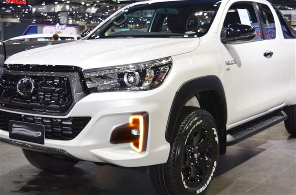 1 пара для Toyota Hilux Revo Rocco 12 в желтый сигнал стиль DRL реле Водонепроницаемый Автомобильный светодиодный дневной ходовой светильник