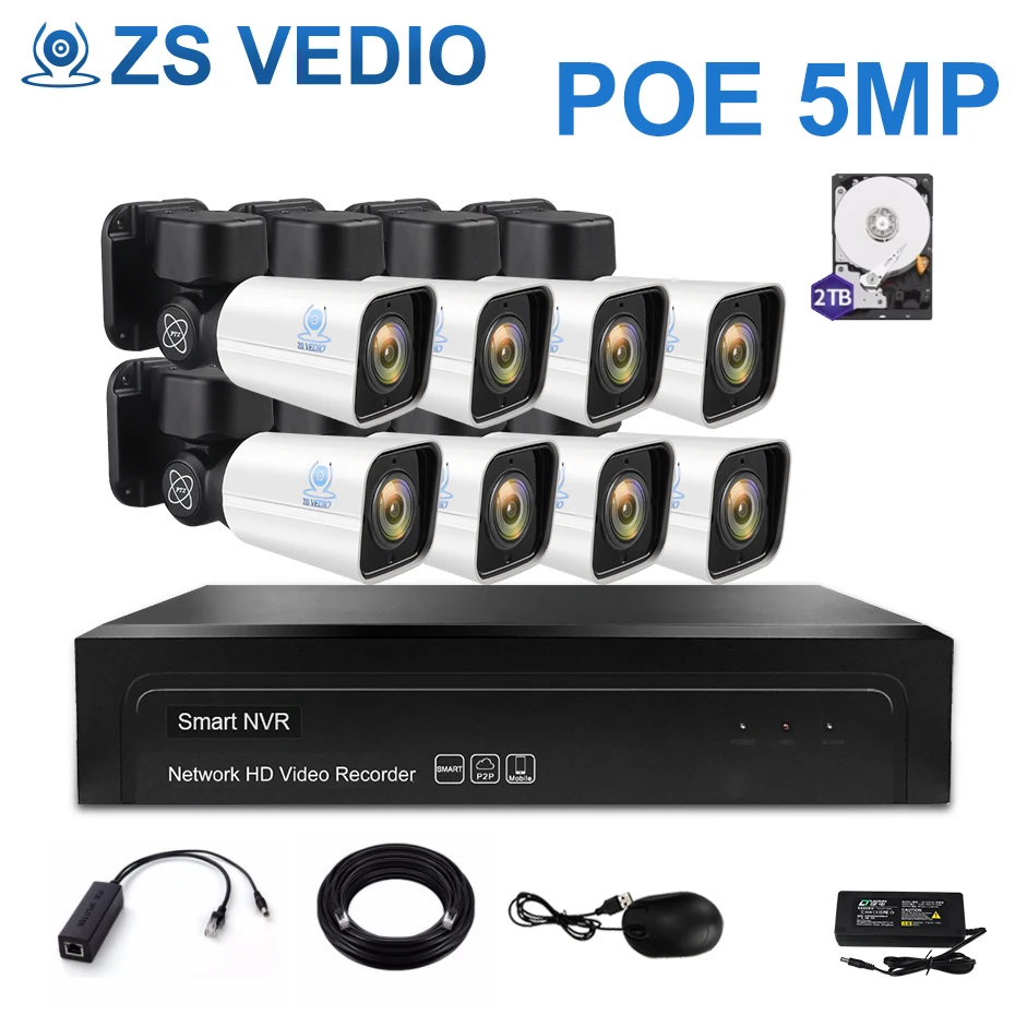 ZSVEDIO видеонаблюдение 8CH H.265 PTZ 5.0MP POE 4X Zoom CCTV система IP камера Full HD видео комплект