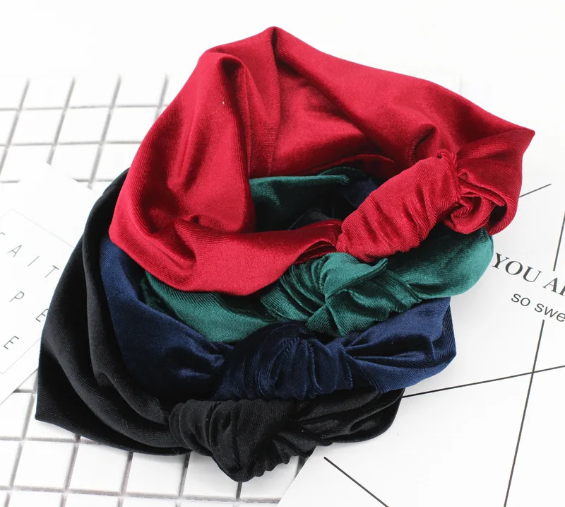Hot Selling Head Band Korean Sweet Simple Wide Border Velvet Hair Band Wash Face Scarf Knot Head Band Korean Hair Accessories