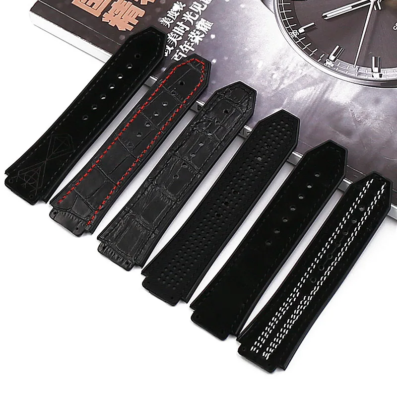 Кожаный ремешок аксессуары для часов спортивный водонепроницаемый резиновый ремешок женский 19 мм x 25 мм для HUBLOT серии big bang мужские часы
