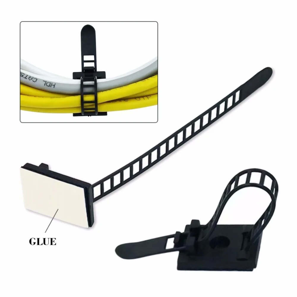 

Adjustable Self-Adhesive Cable Clips Reusable Cable Clamp Clips Fixed Fasten Cable Tie for Wire Management