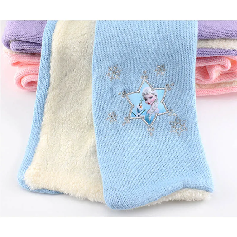 Disney Princess Kids Warm Scarf-Neck Girls Baby Winter-Scarf Women Knitting Wool Scarf Children Neck Warmer Accessories - Цвет: Blue