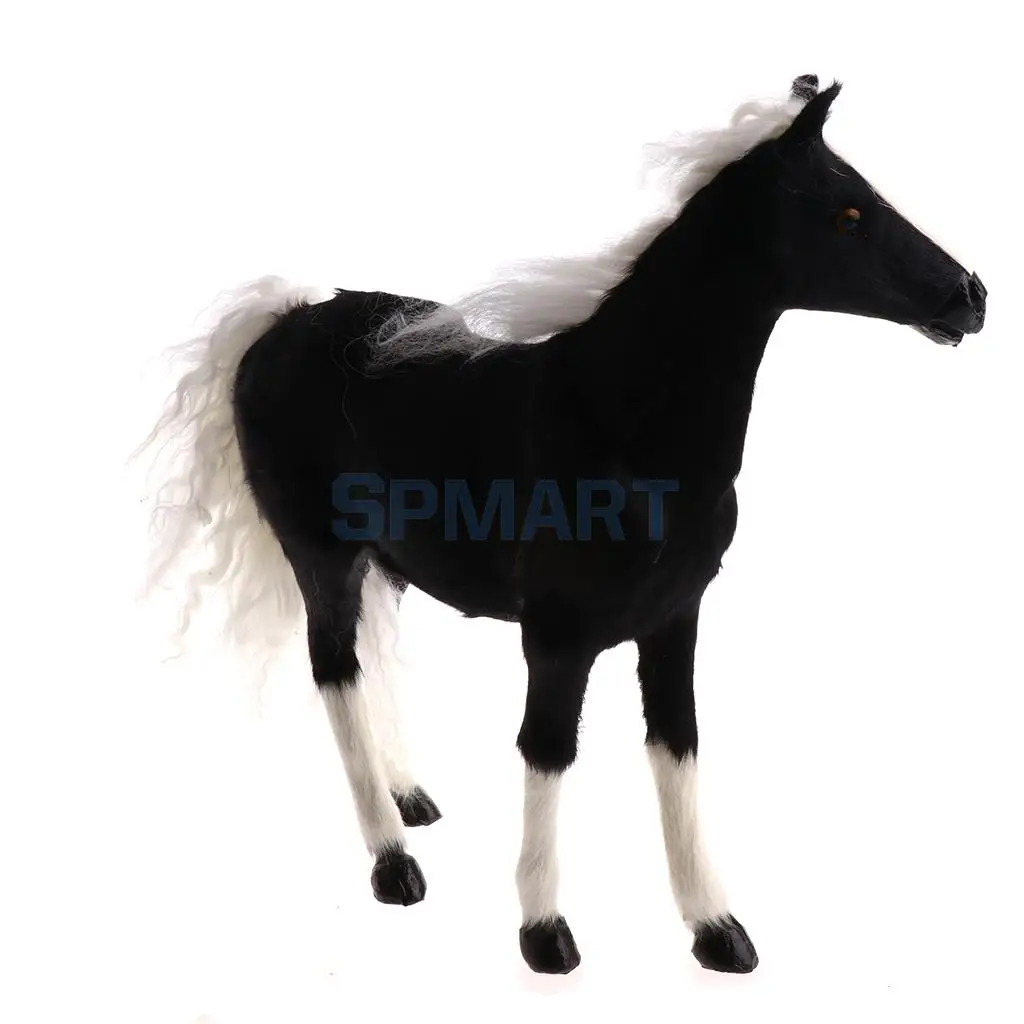 Lifelike Simulation Plush Stuffed Horse Animals Model Figure Plush Figures Soft Toy Home Decoration Black