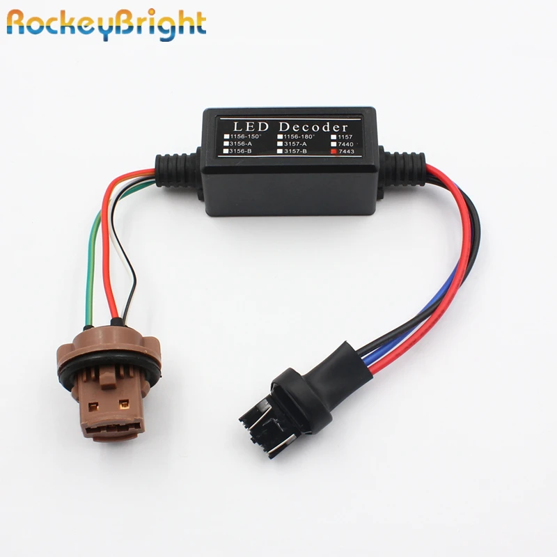 Rockeybright T20 7440 светодиодный туман светильник декодер компенсатора резистор 7440 7443 предупреждающий мигающий подавитель адаптер для Светодиодный запасной светильник