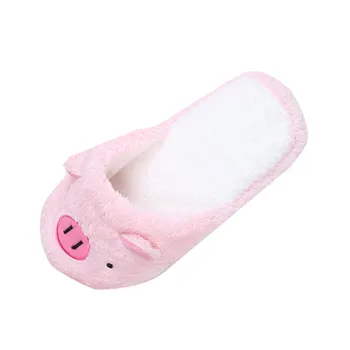 

FGGS-New Lovely Women Flip Flop Cute Pig Shape Home Floor Soft Stripe Slippers Female Shoes Girls Winter Spring Warm Shoes