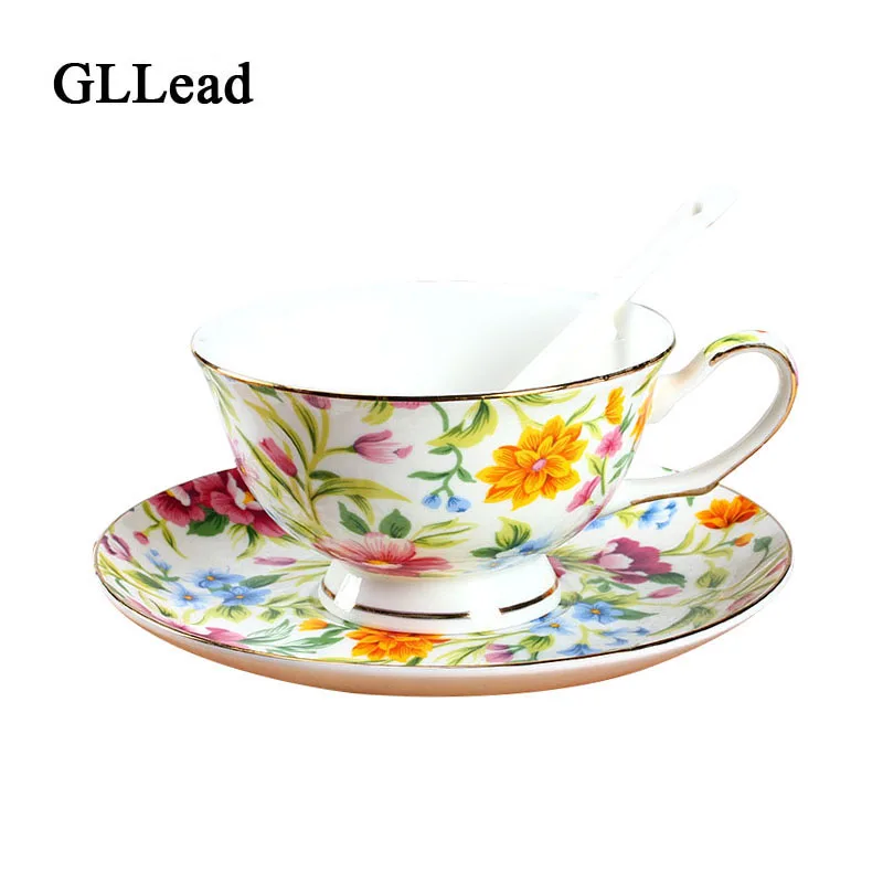 GLLead креативный дворцовый садовый керамический чайный стаканчик Европейский Костяной фарфор кофейные чашки и блюдца для завтрака молочный чайный стаканчик фарфоровый набор