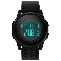 Модные Для мужчин тонкий круглый циферблат ежедневно военные Водонепроницаемый цифровой Дисплей электроники спортивные наручные часы