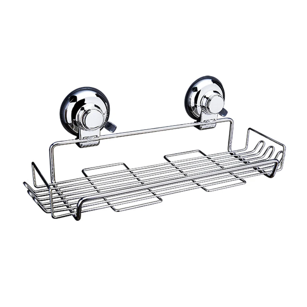 

Strong Load Capacity Storage Rack Wall-mounted Multifunctional No Drilling Stainless Steel Shelf Suction Cup Bathroom Supplies
