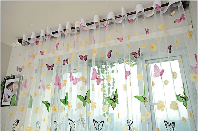 Новинка 200 см* 270 см Прозрачные шторы с бабочками/Марля/тюль, обработанная вуаль, занавески для гостиной, спальни