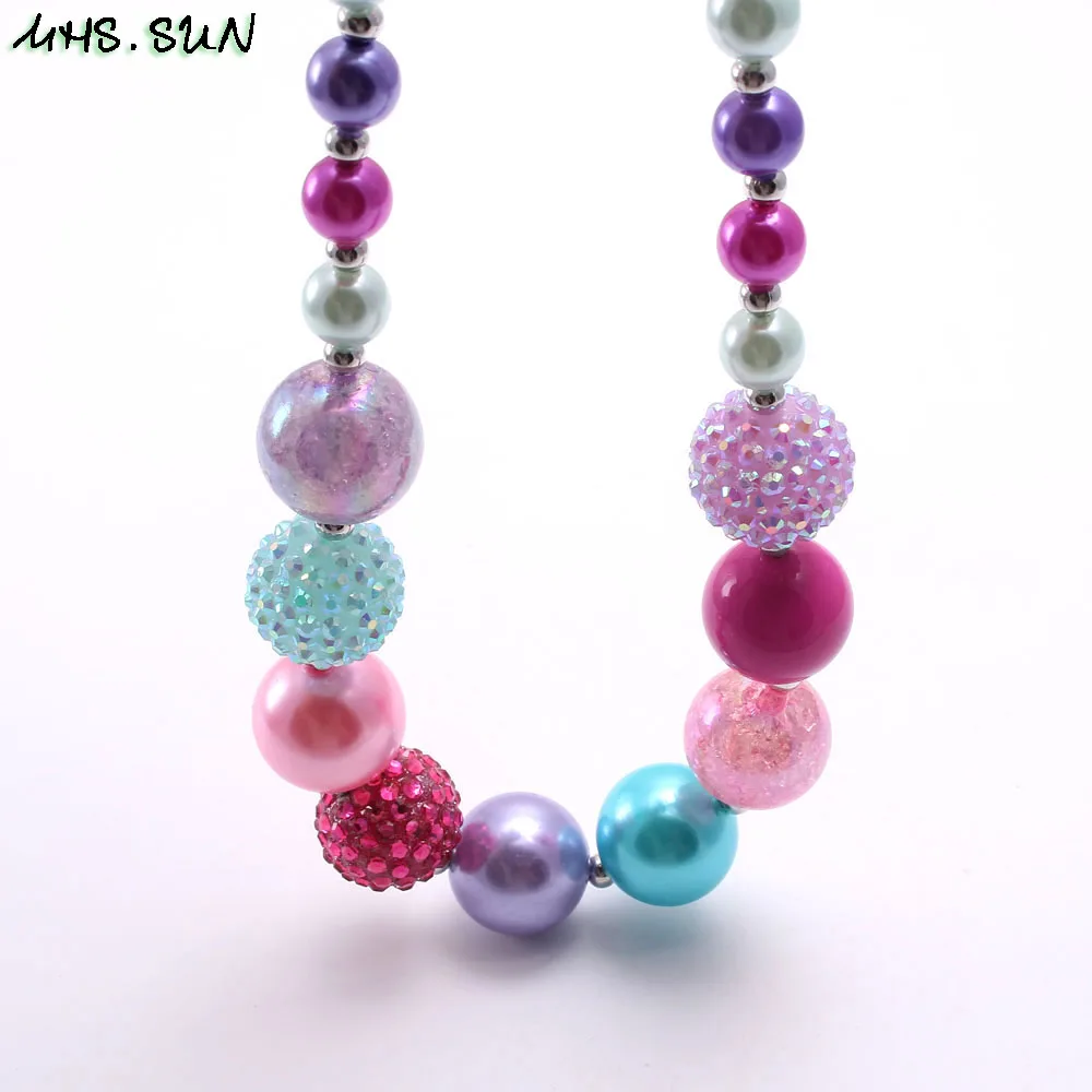 MHS.SUN New arrival child chunky beads necklace colorful girls bubblegum necklace handmade jewelry for kids toy gift 1pcs