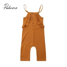 Г. летняя одежда для малышей; комбинезон с оборками для маленьких девочек; комбинезон; однотонная одежда без рукавов; одежда; sunsuit