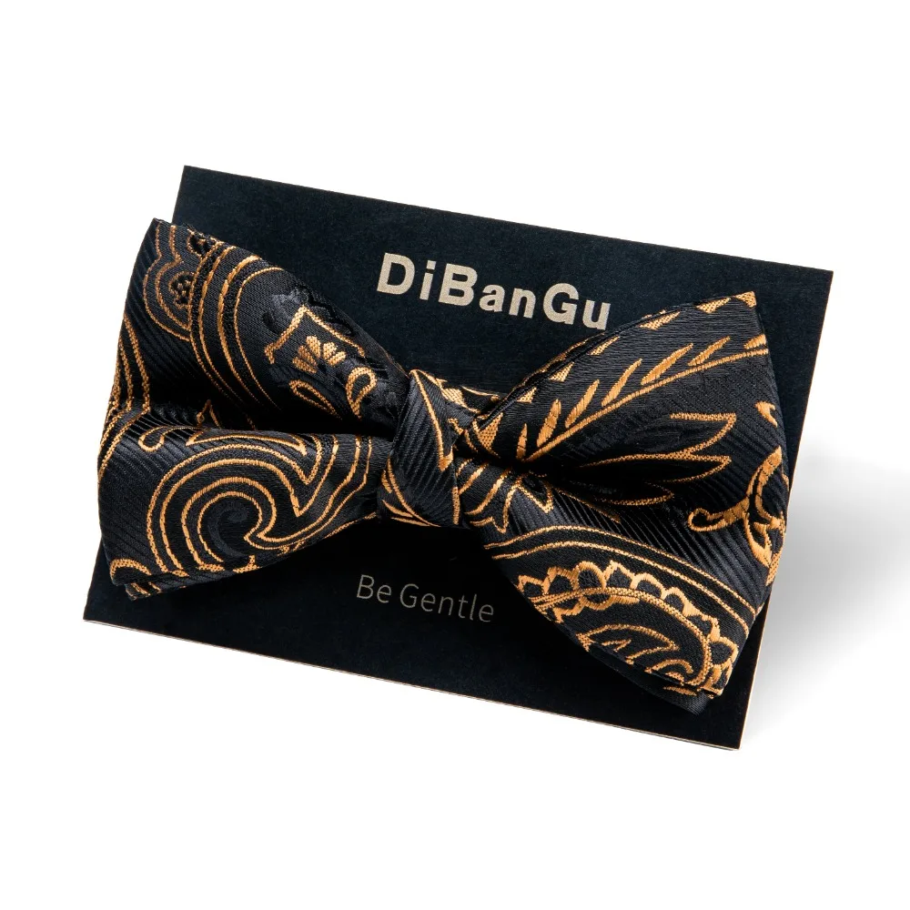 DiBanGu Детская мода галстуки-бабочки для маленьких мальчиков рубашка черное золото шелковые галстуки-бабочки для детей Новогодние Галстуки