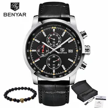 BENYAR Mode Casual Montres Hommes Marque De Luxe D’affaires En Cuir Quartz Montre Hommes Montre-Bracelet Étanche Relogios Masculino
