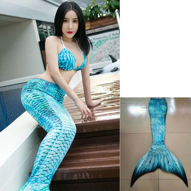 

3pcs New Mermaid Tail with Flippers For Women Bikini Swimmable Girls Cosplay Costume Mermaid Tails for Swimming Adults Swimsuit