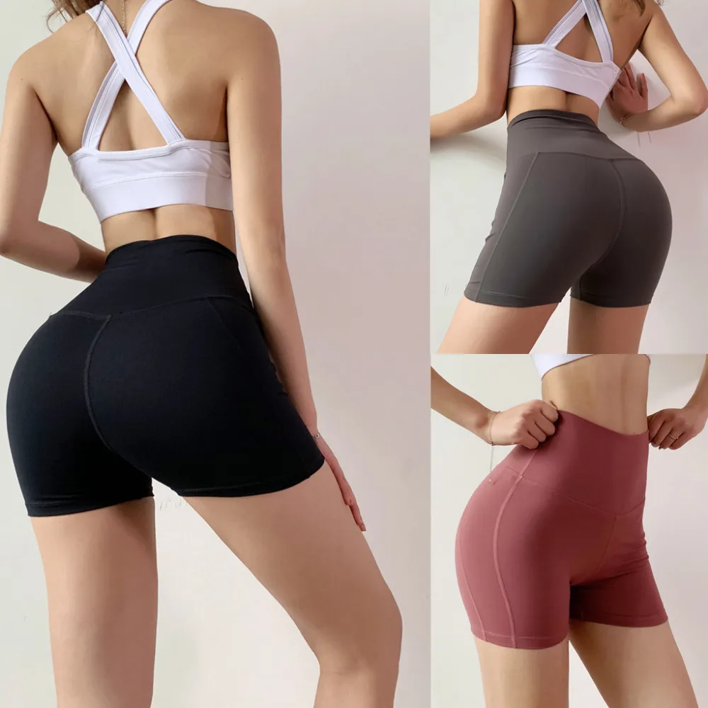 2019 women's breathable sexy yoga shorts slimming hips tight-fitting sports fitness running yoga shorts gym fitness ladies 40J1 (1)