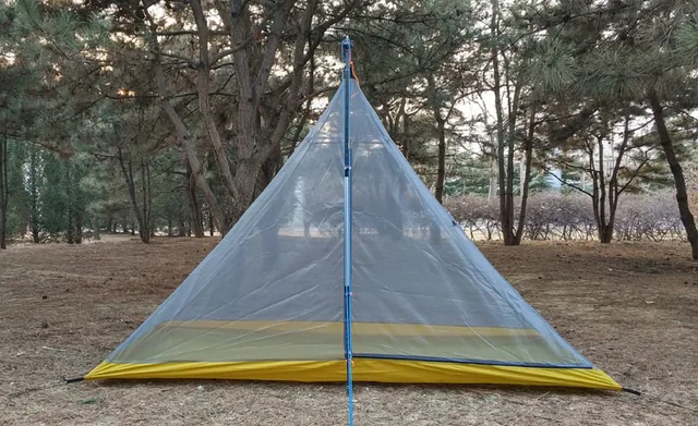 Best Offers FLAME'S CREED Ultralight 1-2 Person silicon coating inner tent summer outdoor 3 seasons camping tent Rodless Pyramid Large Tent