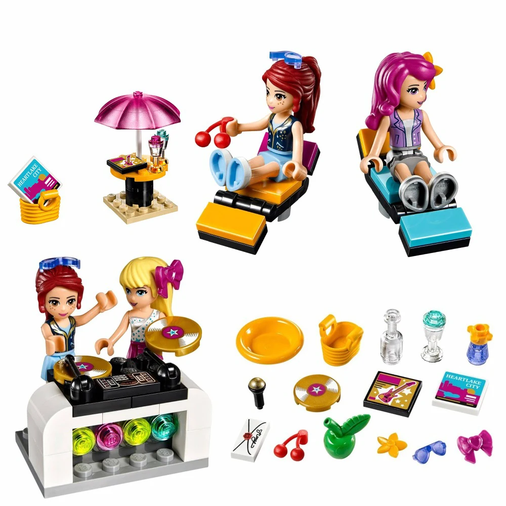 Friends Pop Star Tour Bus Building Blocks Legoing Friends Figures Bricks Toys for Children Model Toys Gift