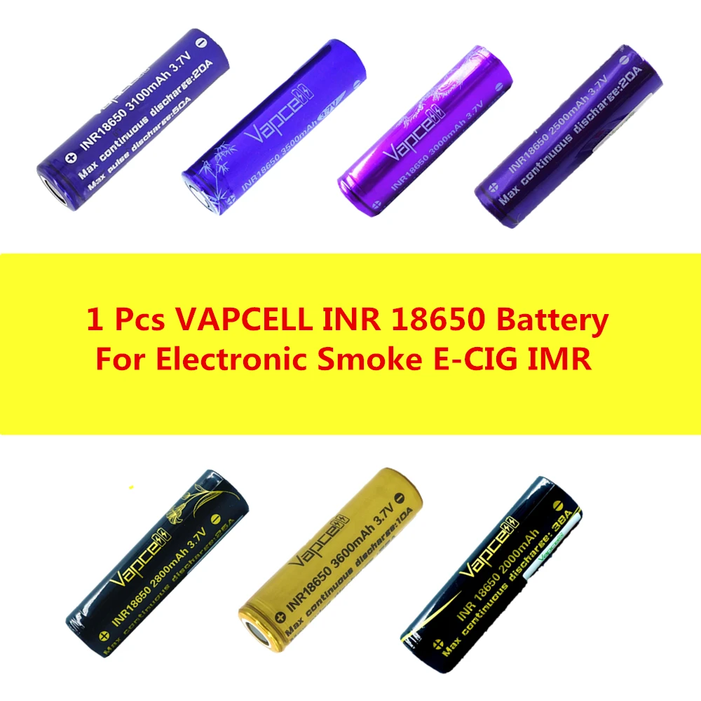 1 шт. всех моделей VAPCELL 3,7 V INR 18650 литиевая аккумуляторная батарея для электронных дымовых E-CIG