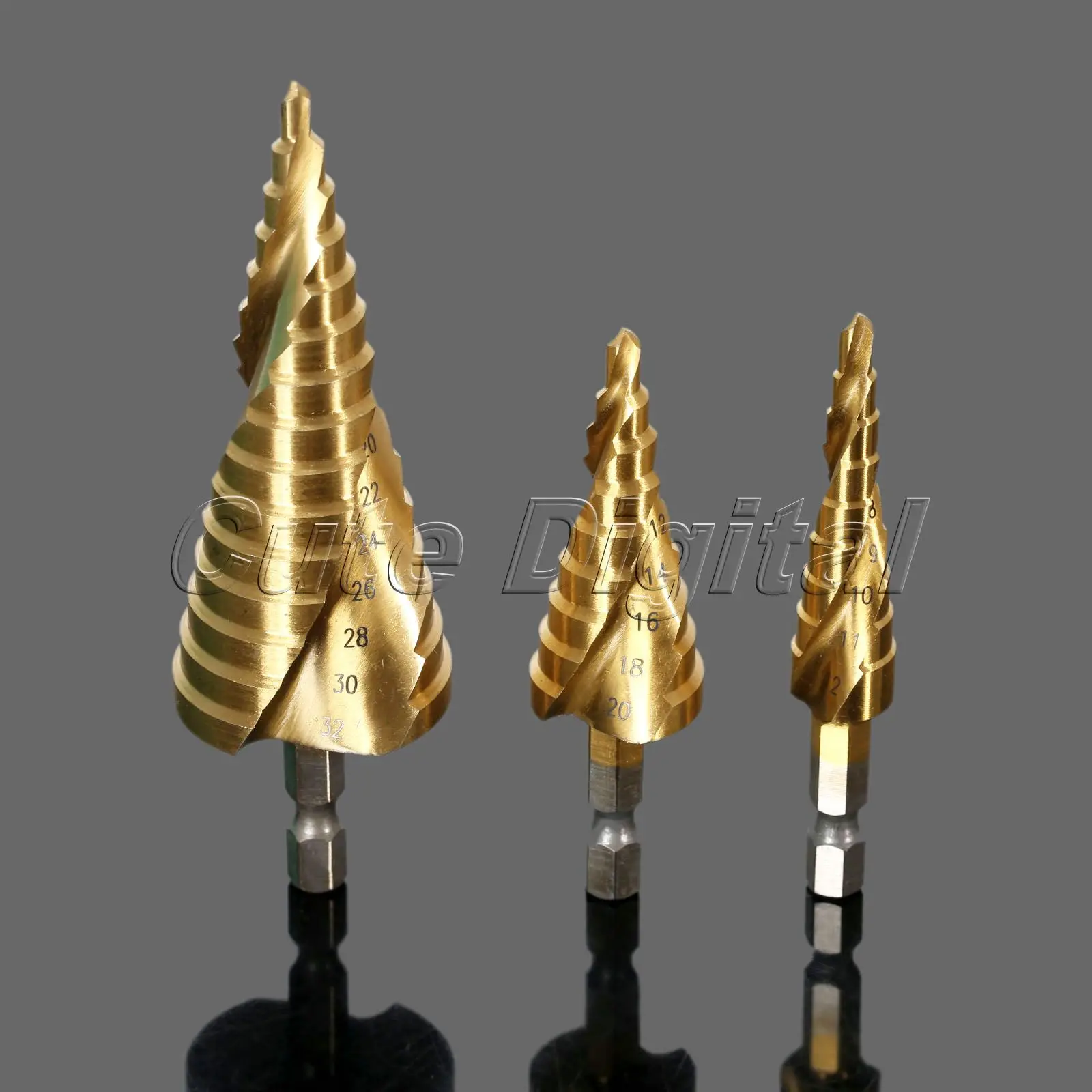 

3pc/set Titanium HSS Steel Step Cone Drill Bit Set Kit Hole Cutter Cut Tools Metal Wood Drilling Power Tool 4-12mm 4-20mm 4-32mm