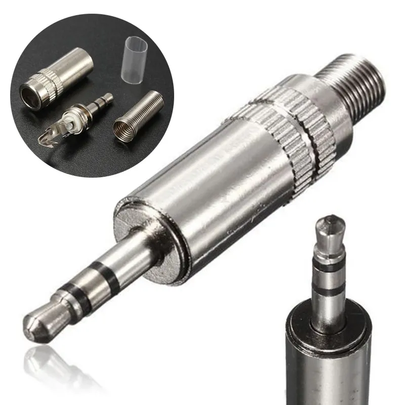 2pcs 3.5 mm Plug Audio Jack 3 Pole Earphone Stereo Audio Adapter Socket for DIY Headset Earphone Headphone Solder Connector