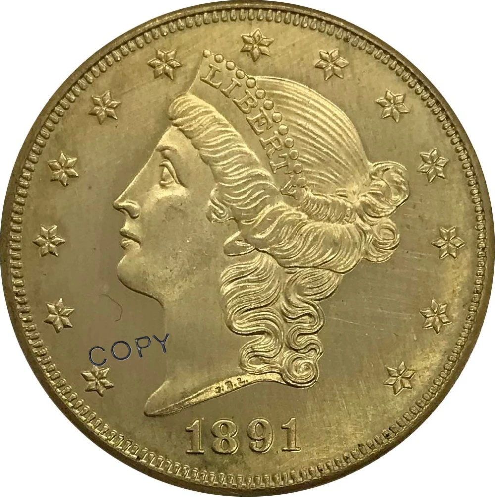Коллекционные монеты США 1891 20 двадцати долларов голова свободы двойной Орлан с