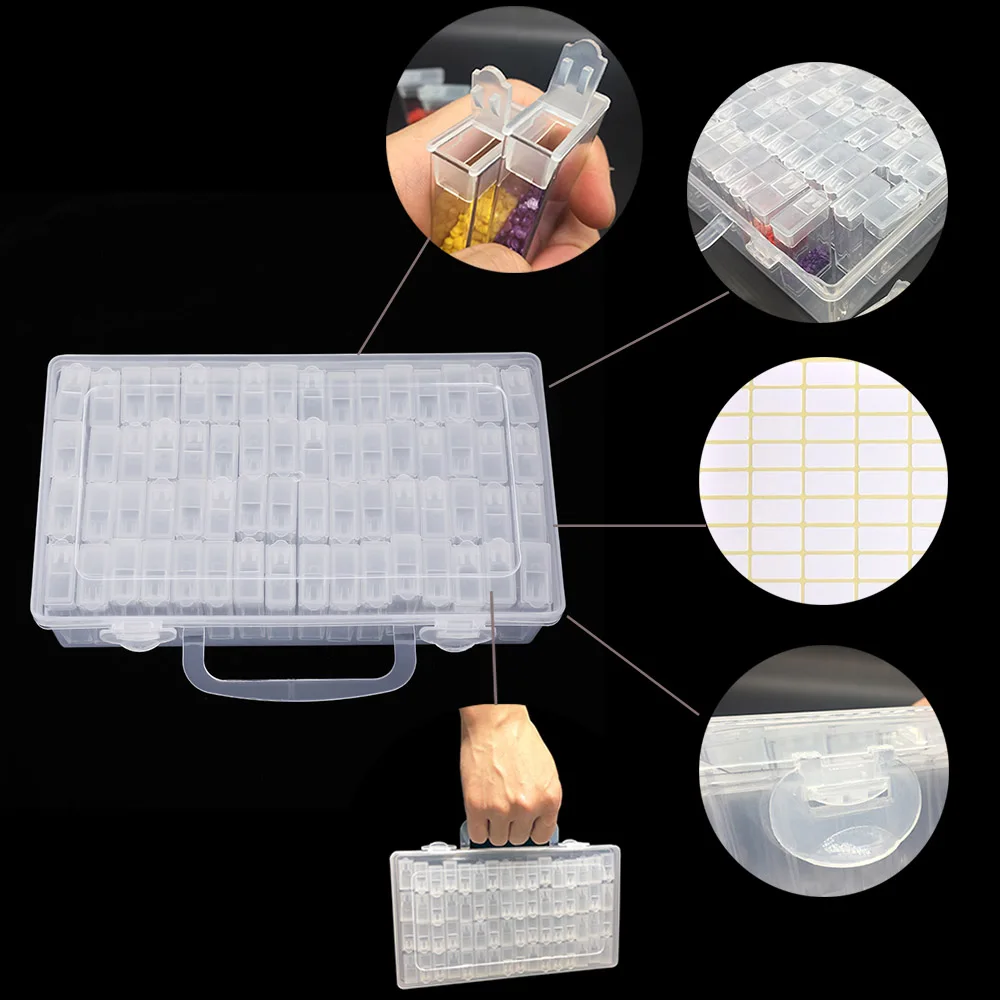 Новые пластиковые аксессуары для алмазной живописи, 64 шт. контейнер для бутылок, коробка для хранения, держатель для алмазной живописи Daimond, коробка для рисования